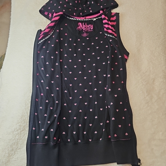 Abbey Dawn Pink and Black Striped Kids Hoodie - Picture 9 of 16